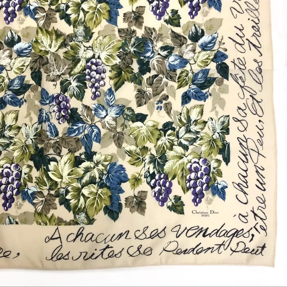 AUTH Christian Dior Grapes Motif Scarf